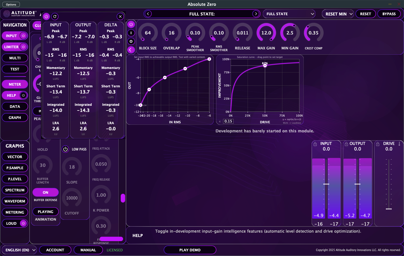 INPUT Panel - Input adaptive gain controls