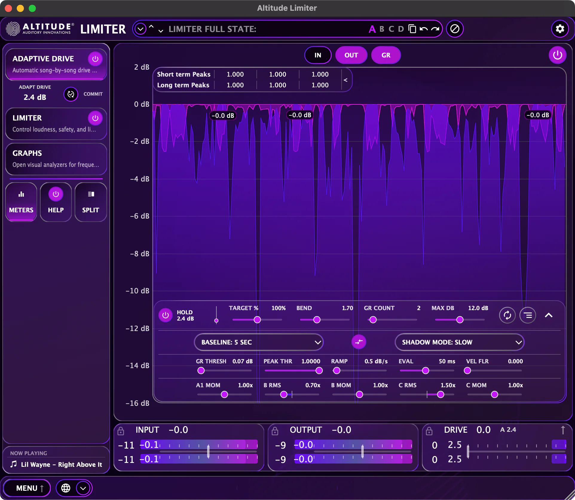 Altitude Limiter — Adaptive Drive workspace with intro-based drive learning
