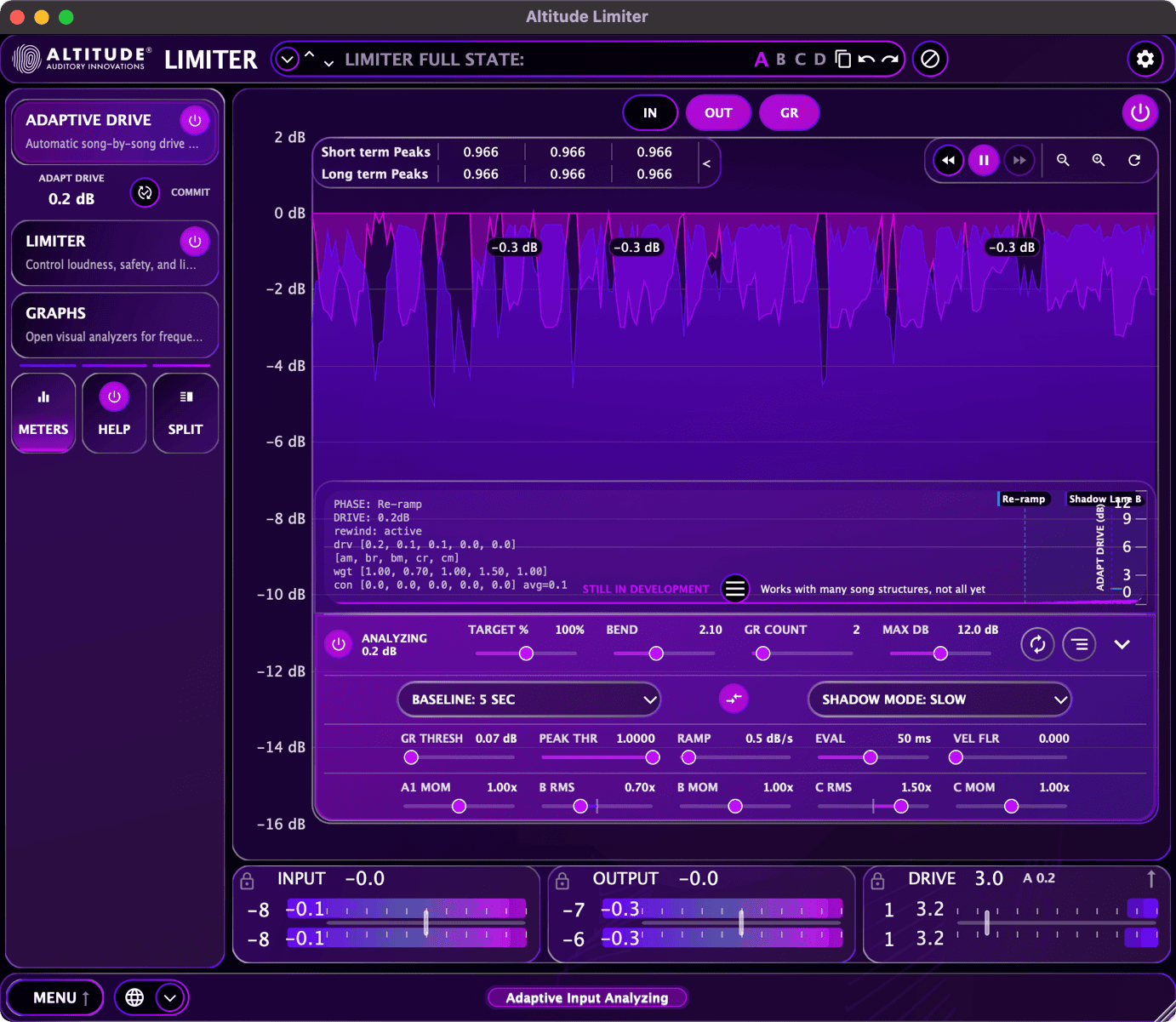 Adaptive Drive Advanced Controls - expanded adaptive drive settings and slow-mode weights