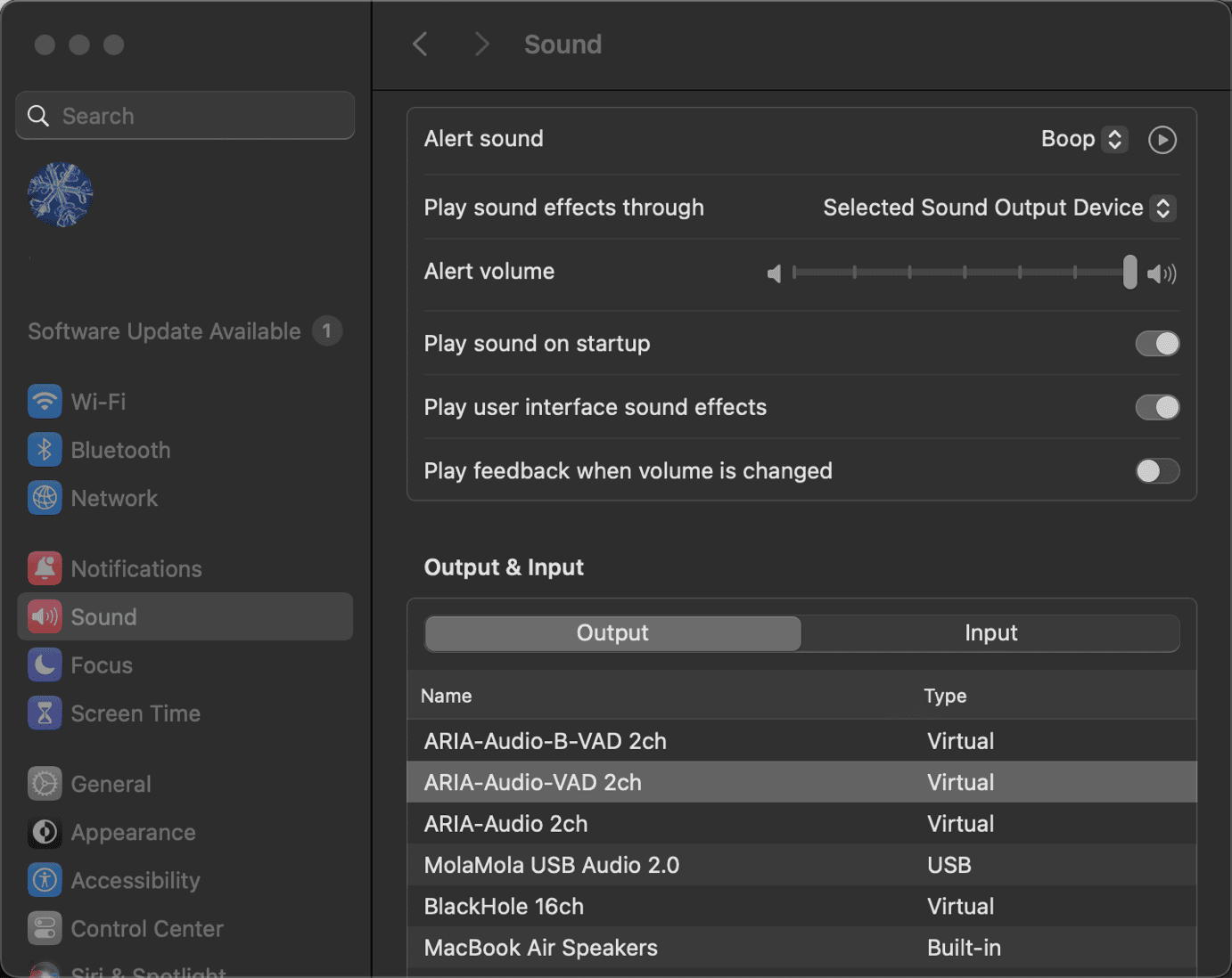 macOS Sound Settings — Output