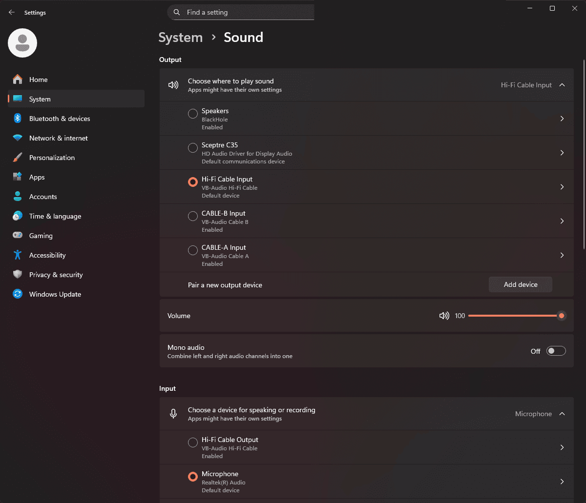 Windows Sound Settings