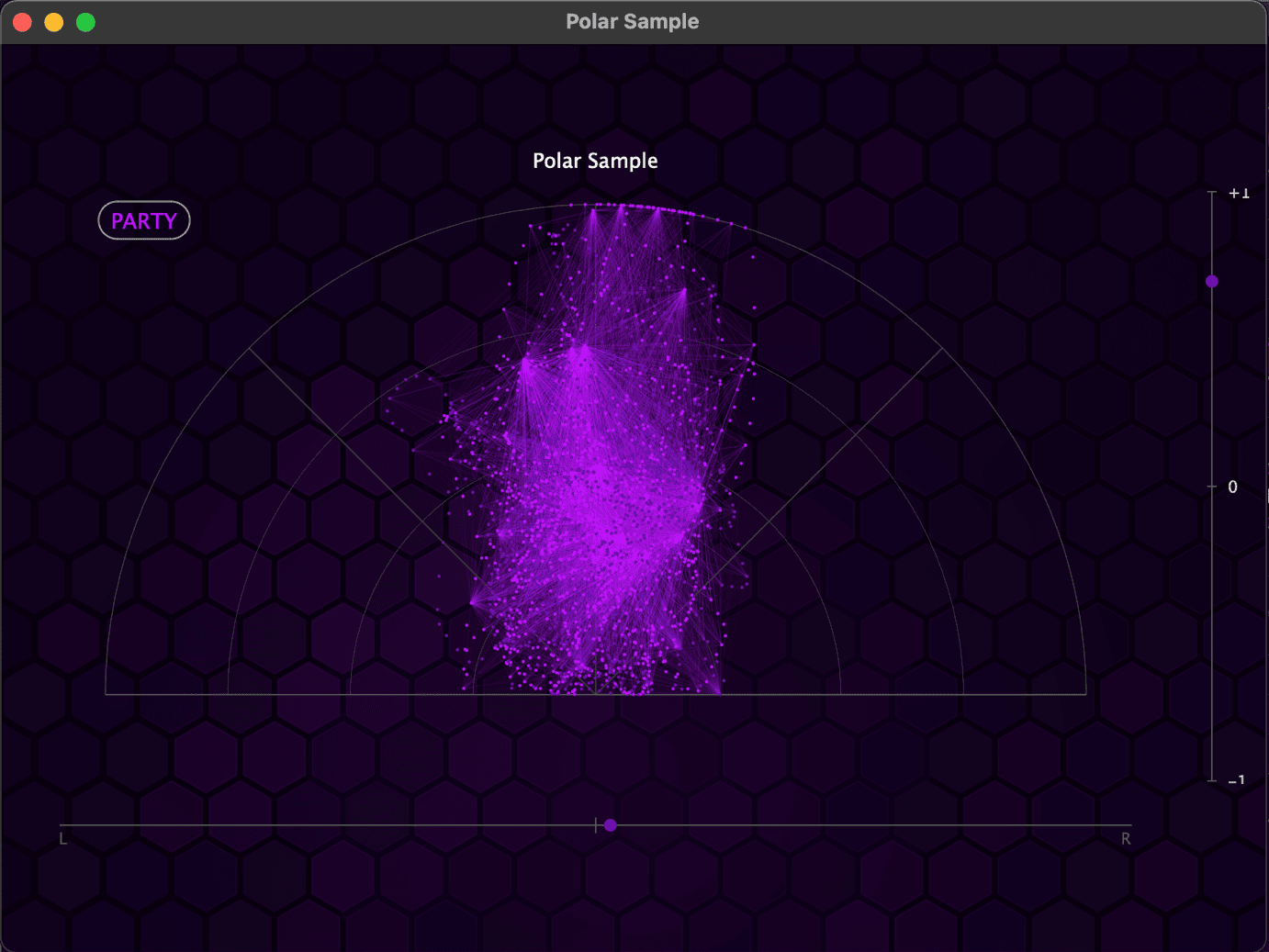 ARIA ONE Polar Sample Party — stereo field and phase correlation visualization