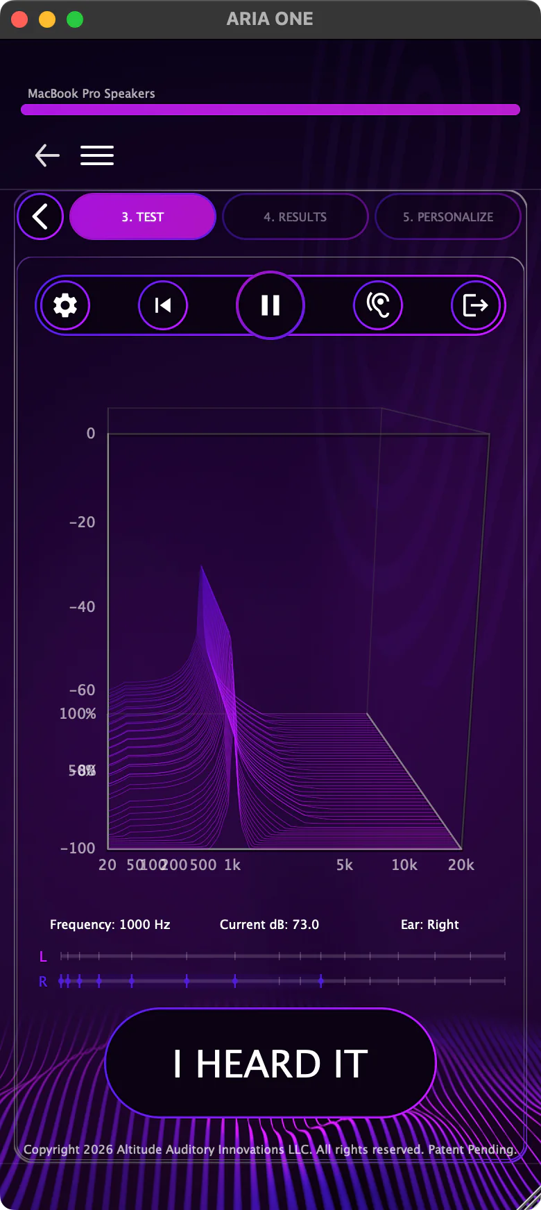 FullScale hearing test in Simple View — mobile-friendly layout