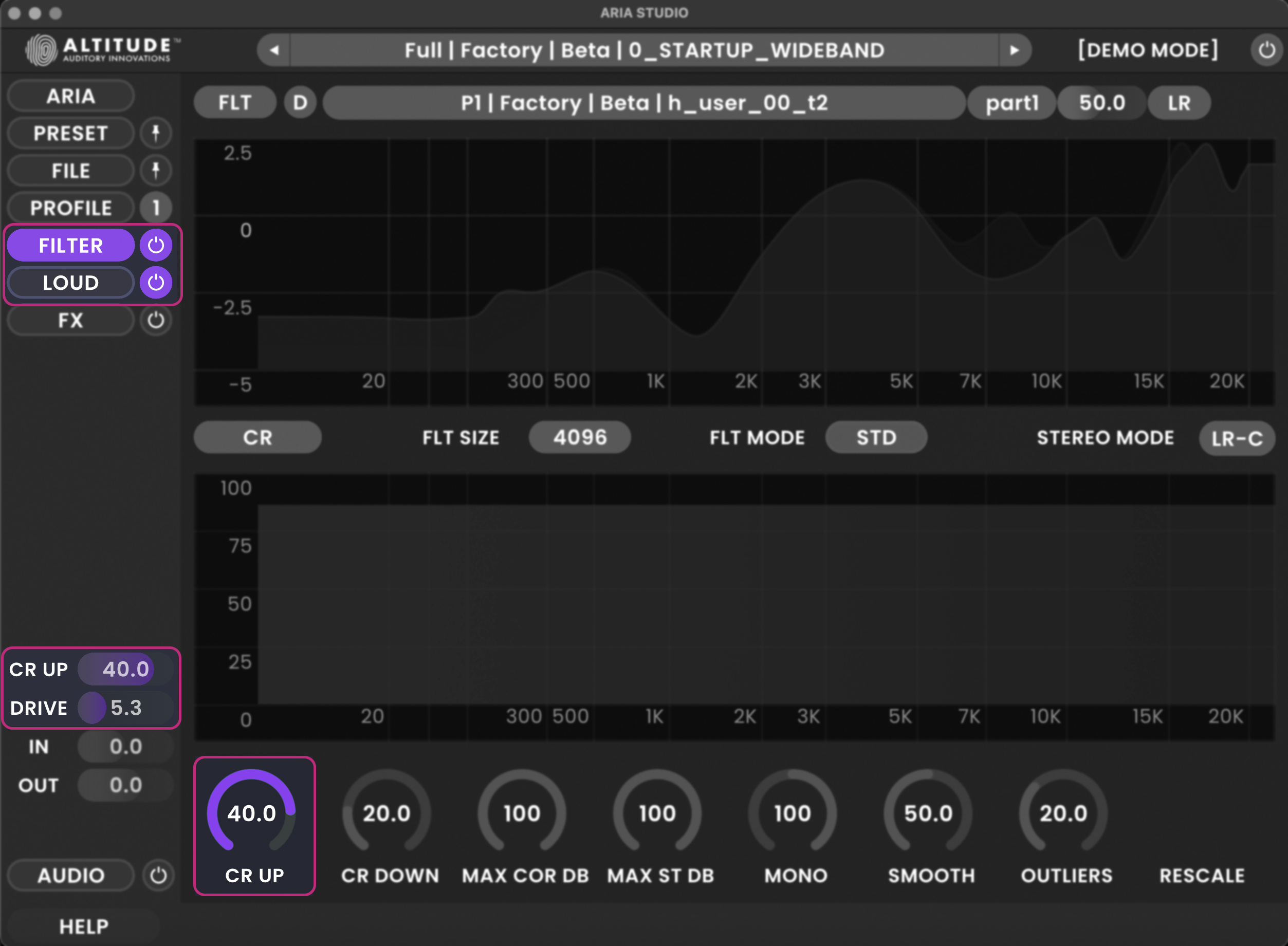ARIA Studio CR UP control parameter